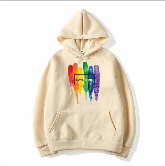 Ziili Men's Pride LGBT Cotton Fleece Hoodie – Love Wins Sweatshirt, Comics Style, Soft & Warm Winter Wear for Men