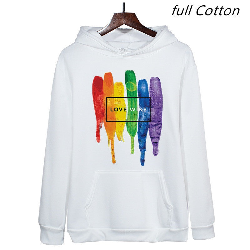 Ziili Men's Pride LGBT Cotton Fleece Hoodie – Love Wins Sweatshirt, Comics Style, Soft & Warm Winter Wear for Men