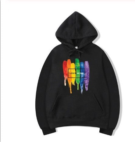 Ziili Men's Pride LGBT Cotton Fleece Hoodie – Love Wins Sweatshirt, Comics Style, Soft & Warm Winter Wear for Men