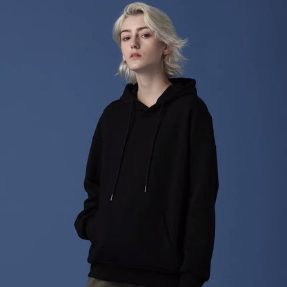 Ziili Men’s Loose Fashion Solid Color Hoodie – French Terry Cotton Pullover, Soft & Stylish Sweatshirt for Youth (S–4XL)