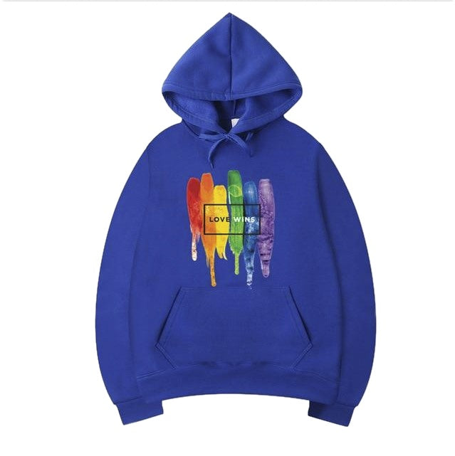 Ziili Men's Pride LGBT Cotton Fleece Hoodie – Love Wins Sweatshirt, Comics Style, Soft & Warm Winter Wear for Men