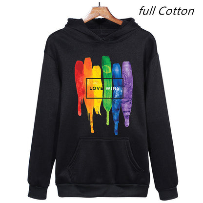 Ziili Men's Pride LGBT Cotton Fleece Hoodie – Love Wins Sweatshirt, Comics Style, Soft & Warm Winter Wear for Men