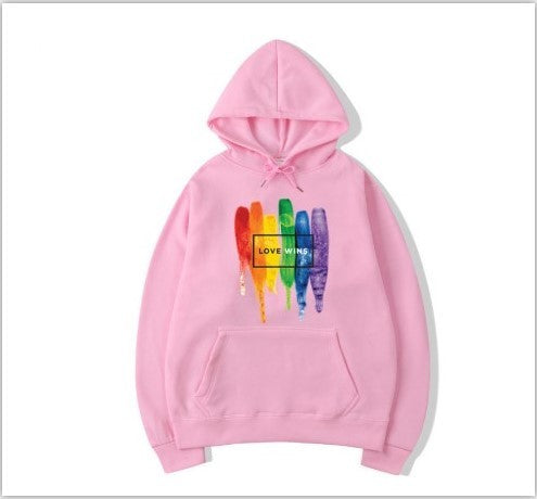 Ziili Men's Pride LGBT Cotton Fleece Hoodie – Love Wins Sweatshirt, Comics Style, Soft & Warm Winter Wear for Men