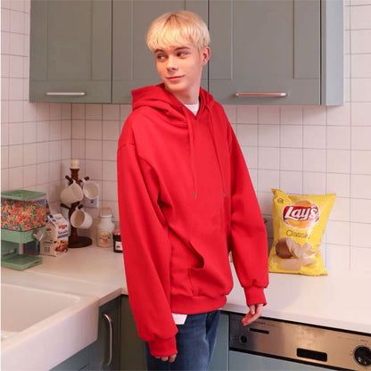 Ziili Men’s Loose Fashion Solid Color Hoodie – French Terry Cotton Pullover, Soft & Stylish Sweatshirt for Youth (S–4XL)