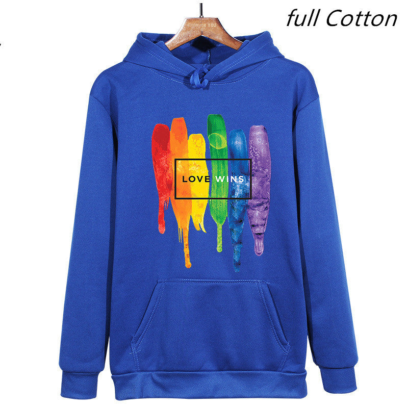 Ziili Men's Pride LGBT Cotton Fleece Hoodie – Love Wins Sweatshirt, Comics Style, Soft & Warm Winter Wear for Men