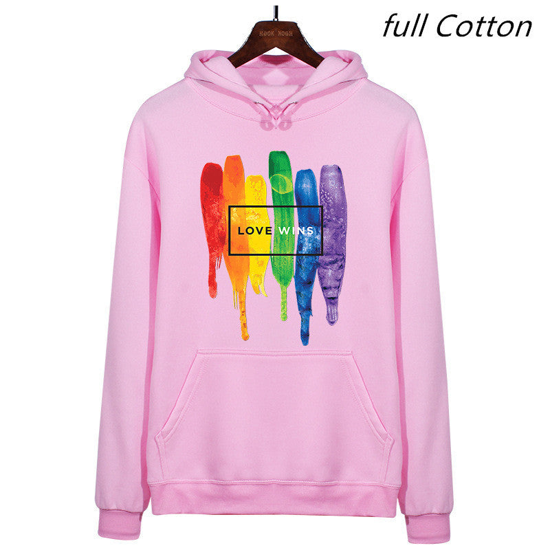 Ziili Men's Pride LGBT Cotton Fleece Hoodie – Love Wins Sweatshirt, Comics Style, Soft & Warm Winter Wear for Men